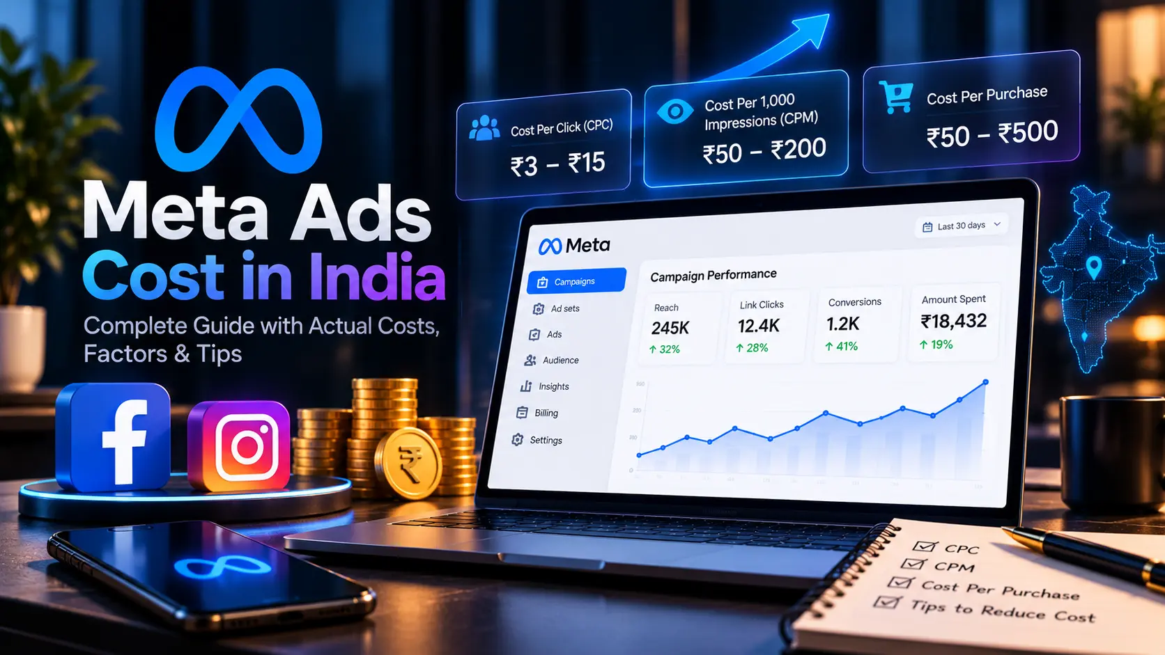 Meta Ads cost in India by Sanrovax